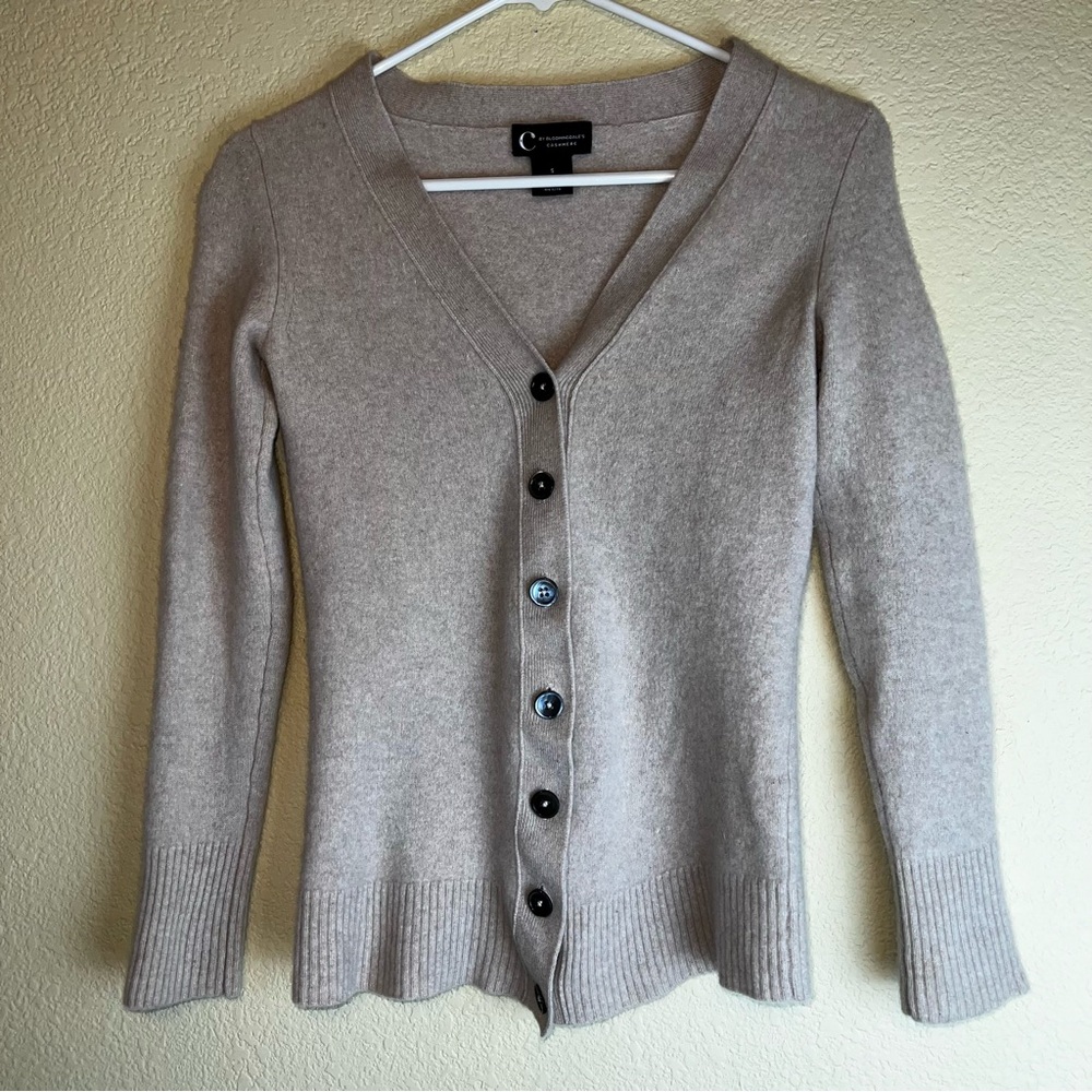C by Bloomingdale’s Women’s Beige Cashmere Button Down Sweater Sz S
